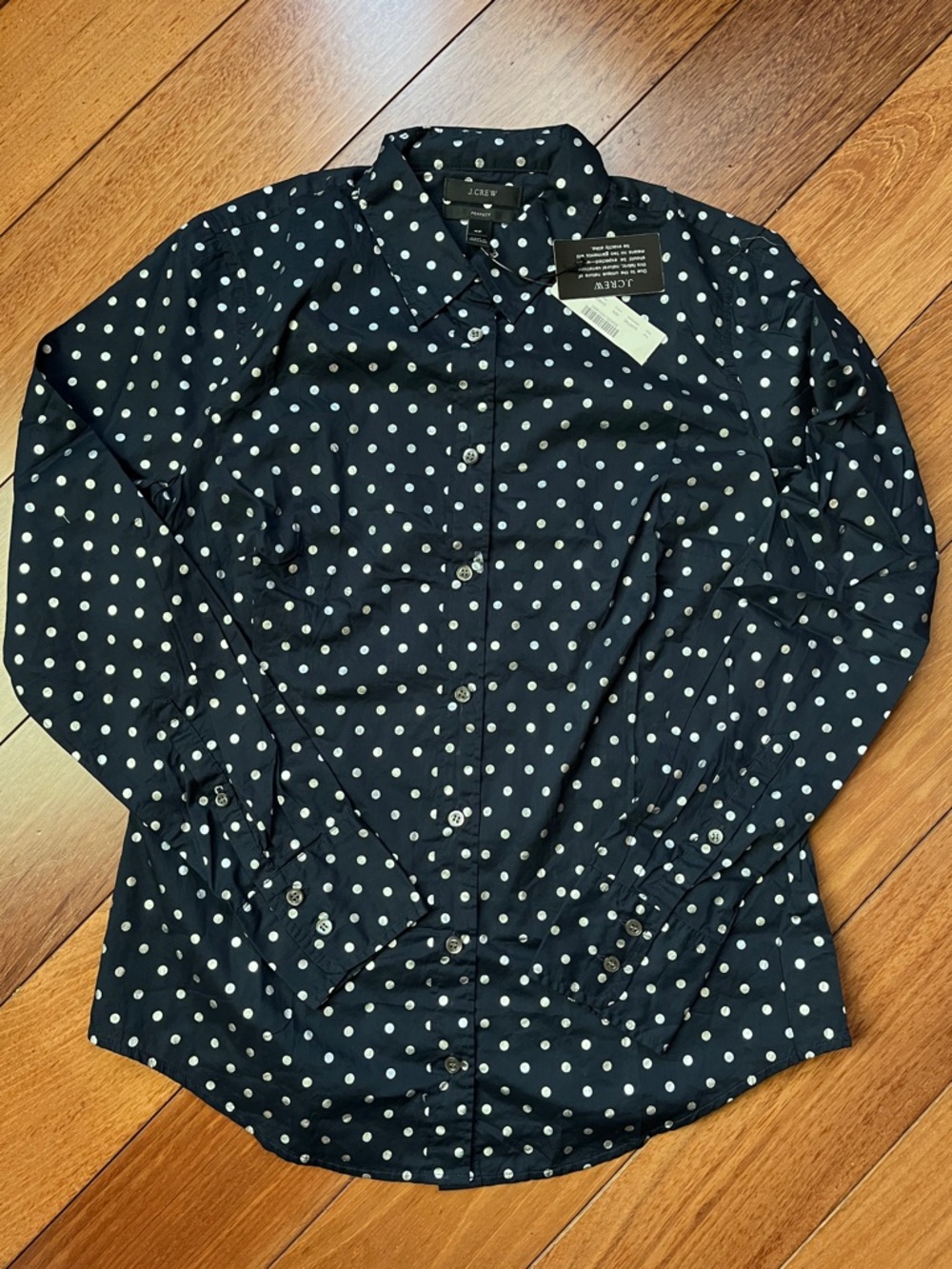 NWT J. Crew Silver Polka Dot Perfect Button Down Shirt